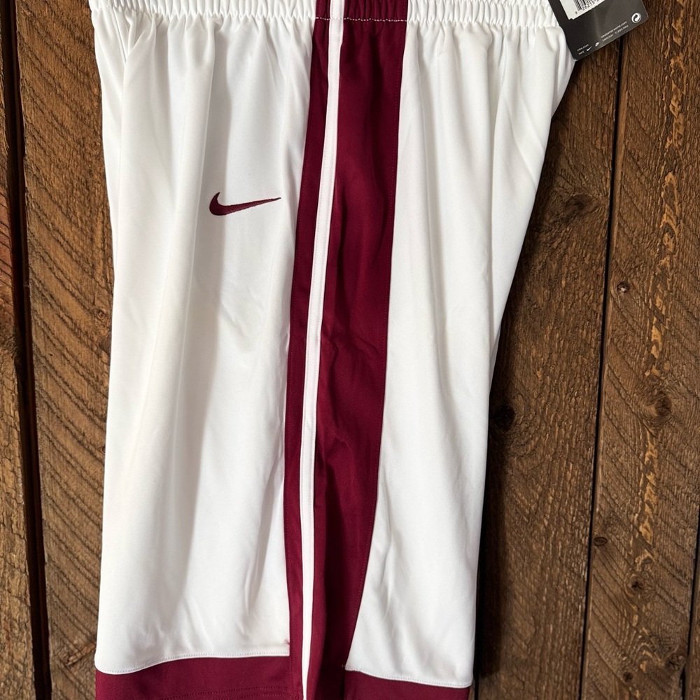 Nike White and Maroon Men’s Athletic Shorts